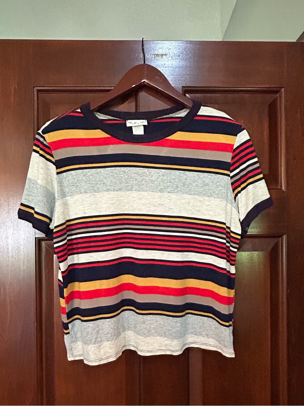 Gaze Striped Short Sleeve Tee Multicolor Retro Y2K Estimated Size M